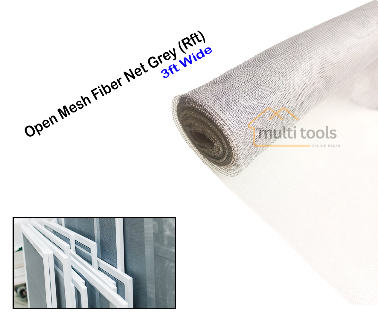 Fiber Net Grey For Aluminium Window 3ft